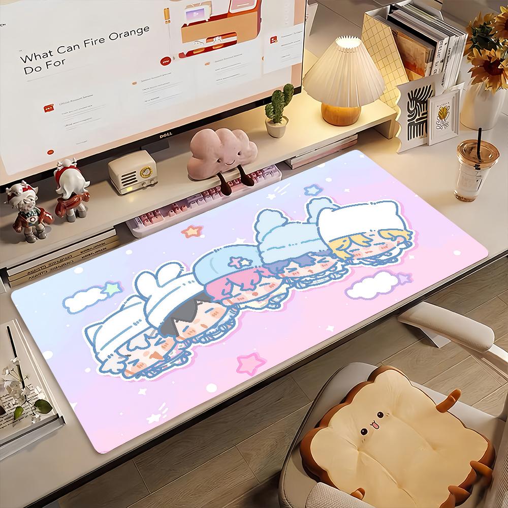 Kpop P-PLAVE Cartoon Mouse Pad Anti Slip Rubber Edge Locked Thickened Laptop Gaming Desk Mat