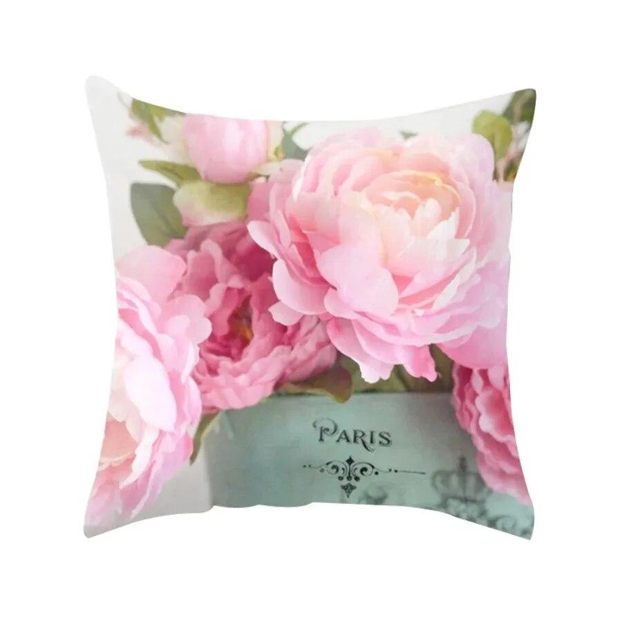 Luxurious Living Room Decoration Square Cushion Oil Painting Flower Pillowcase Decorative Pillow