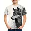Children's Clothing Round Neck Girl Boys Tshirt Short Sleeve Cool 3D Wolf Print Kids Summer Stylish Streetwear