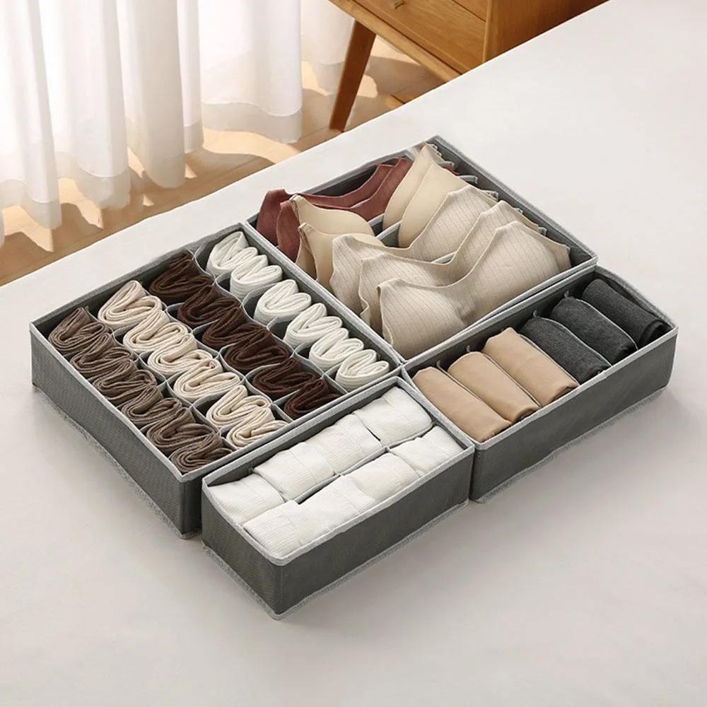 4-Piece Foldable Clothes & Underwear Storage Set – Large Capacity Socks Organizer – Space-Saving Multifunctional