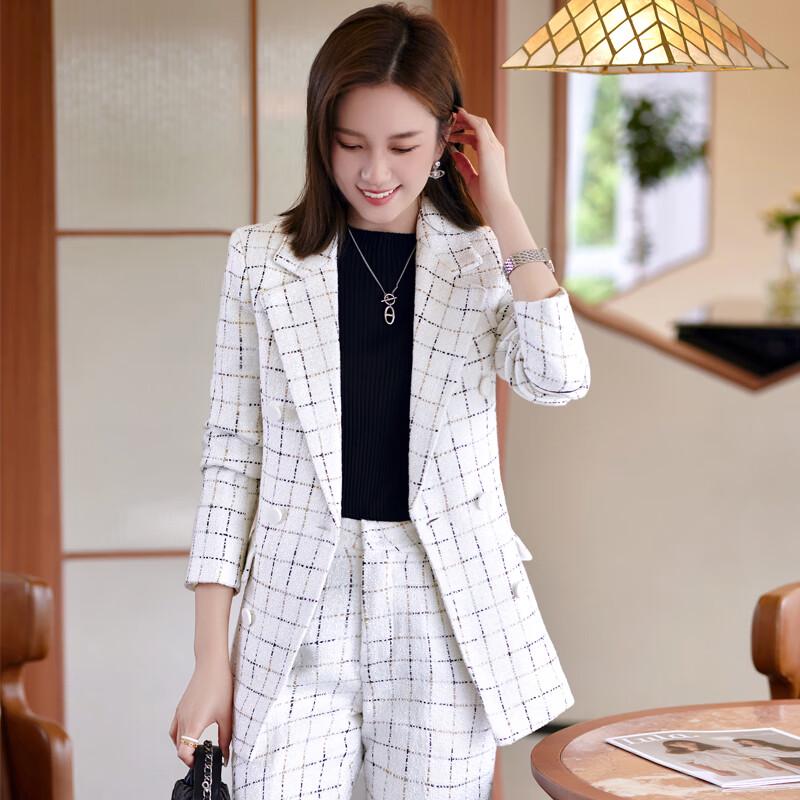 Teloram Tweed Plaid Women's Suit Set
