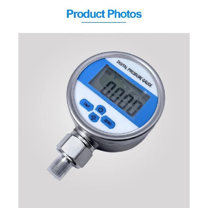 YB80A Digital Pressure Gauge YB-80A Stainless Steel IP65 Industrial Electronic Manometer Vacuum Hydraulic Oil Gas LCD