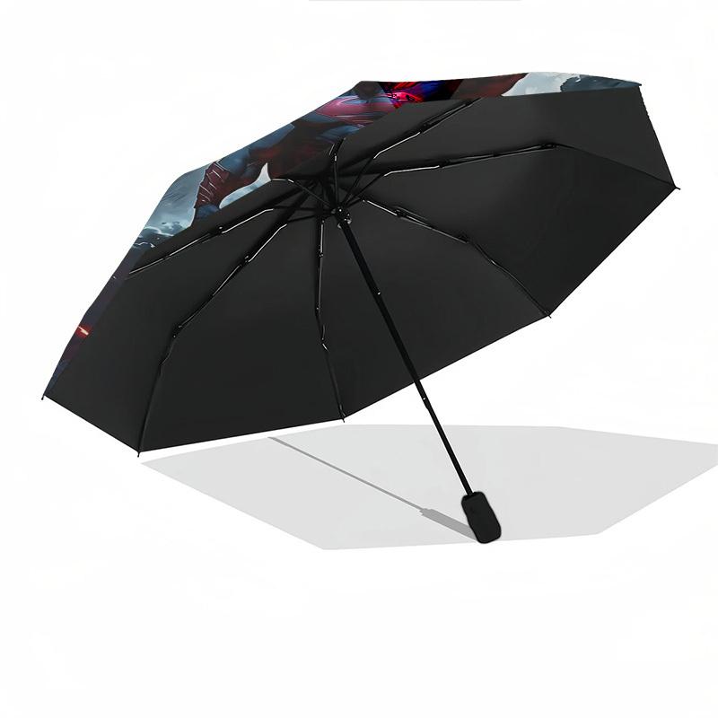 1pc Superman Moonlight Automatic Folding Umbrella - Compact 8-Rib Design, Durable Plastic & Iron1192L