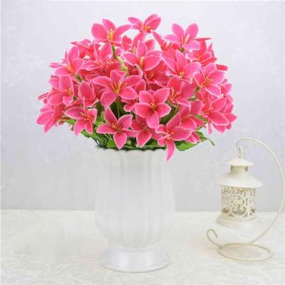 2Pcs Artificial Lily Flower 10 Fork 30 Heads Realistic Fake Silk Flower UV Resistant Wedding Party Indoor Outdoor Garden Yard