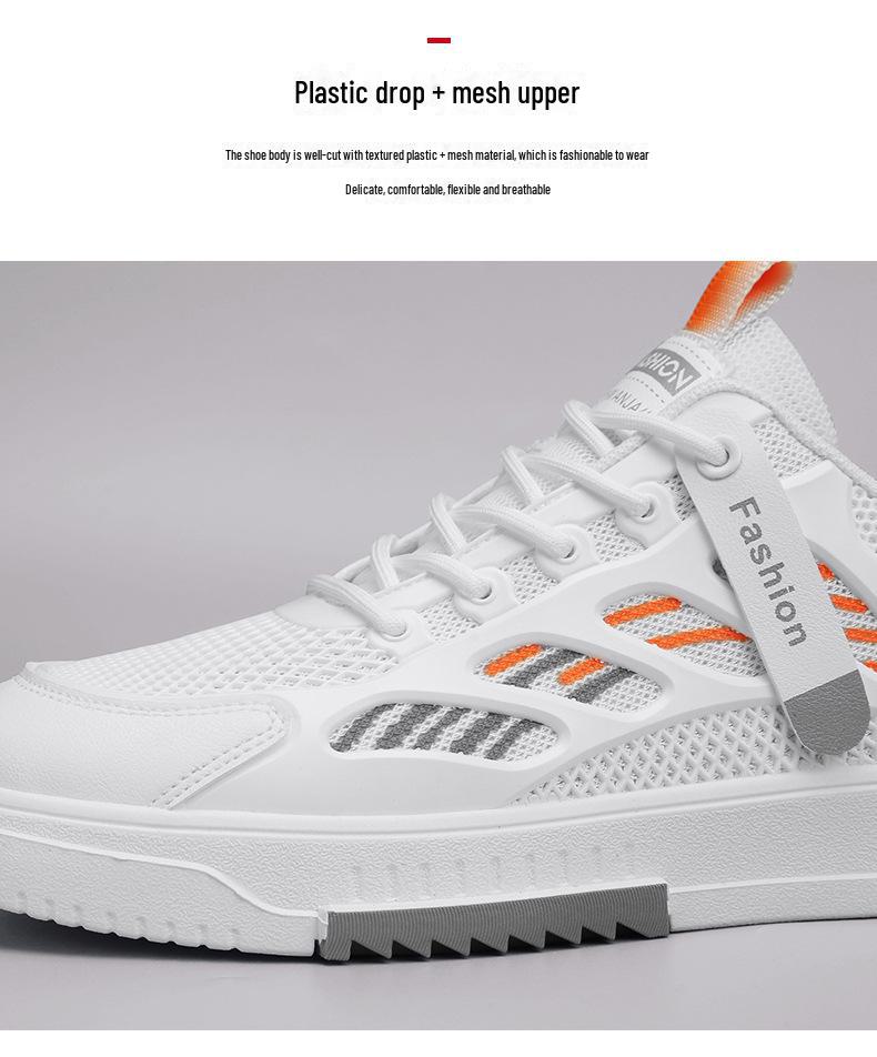 2024 Men's Trendy White Mesh Sneakers - Breathable Casual Shoes with Soft Sole