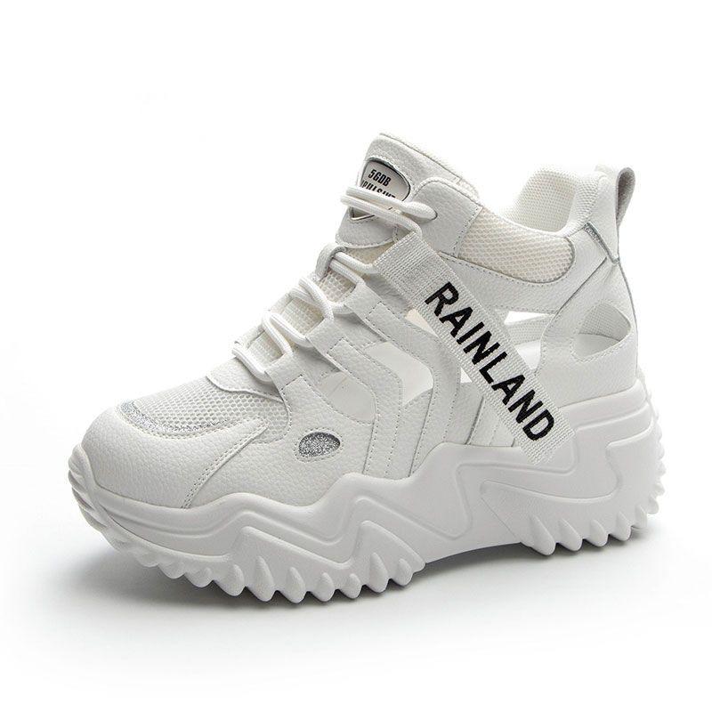 

Женская обувь Hollow Daddy 2025 лето новые универсальные модные сандалии на платформе повседневные дышащие маленькие белые туфли спортивная обувь 40 белый