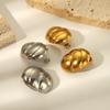 Boucles d'Oreilles Ovales en Acier Inoxydable Couleur Or pour Femmes Grande Tendance Clou d'Oreille