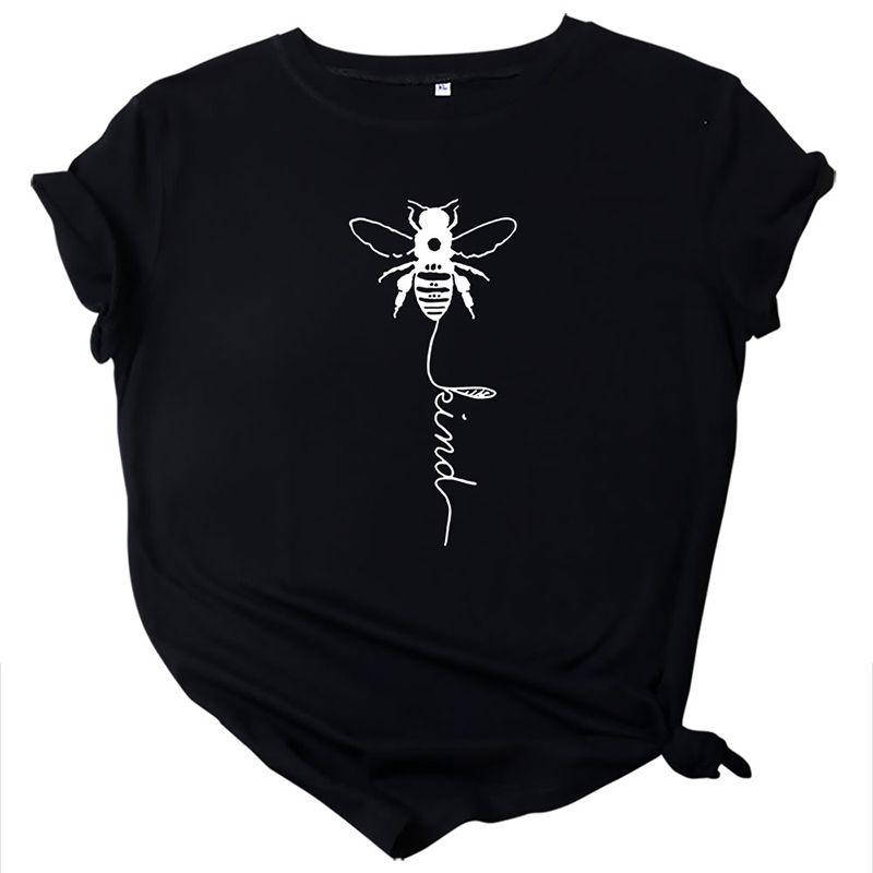 Women's Bee Printed Crew Neck T-shirts Featuring Soft Cotton Fabric For Comfort