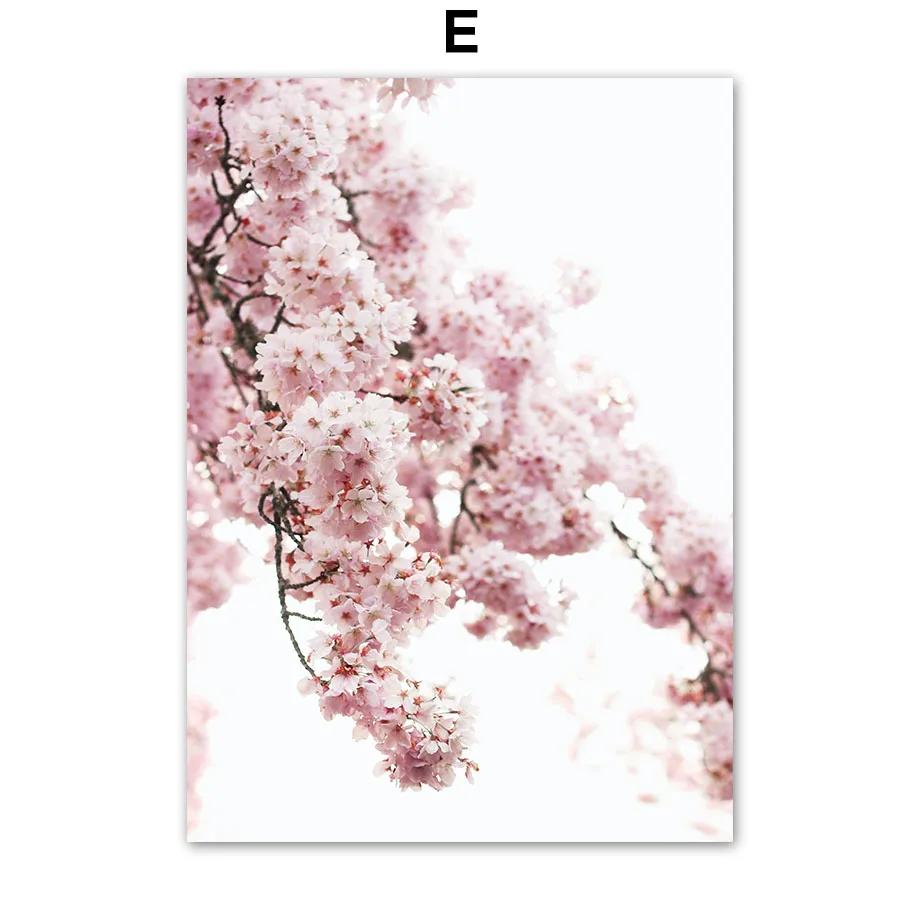 Cherry Blossoms Pink Flower Quotes Minimalist Wall Print Canvas Posters for Living Room Modern Home Decor