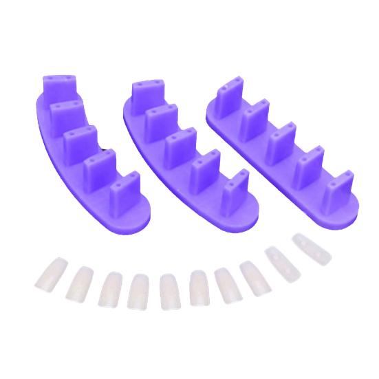 3x Nail Acrylic Base Display Training Frames 10x False Nail Tips Manicure Tool