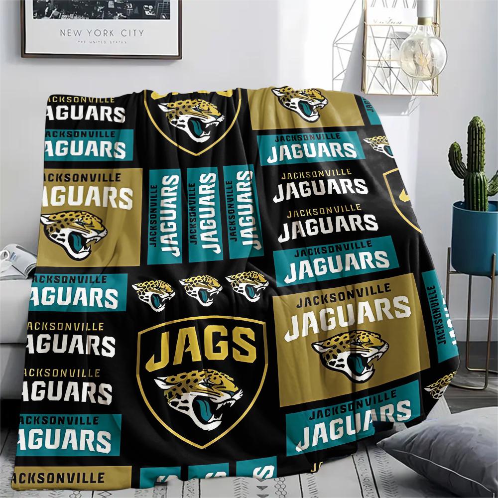 1Pc Jacksonville Jaguars Print Flannel Blanket, High Quality Comfortable for All Seasons, Home Decor, Warmth and Comfort, Perfect for Gifts