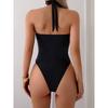 Hollow Out Women's One Piece Swimsuit New Sexy Halter Circle Link Monokini Swimwear Slimming Bathing Suit