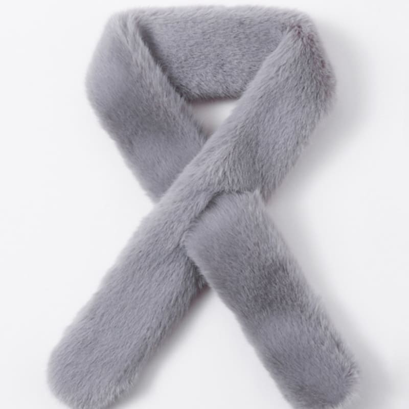 LALA Fur Scarf Petite-Light Gray
