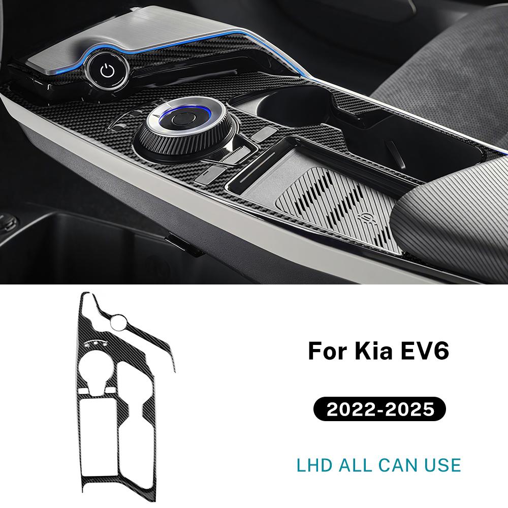 Real Soft Carbon Fiber Sticker For Kia EV6 GT EV 2022 2023 2024 2025 LHD RHD Car Gear Shift Panel Interior Trim Accessories