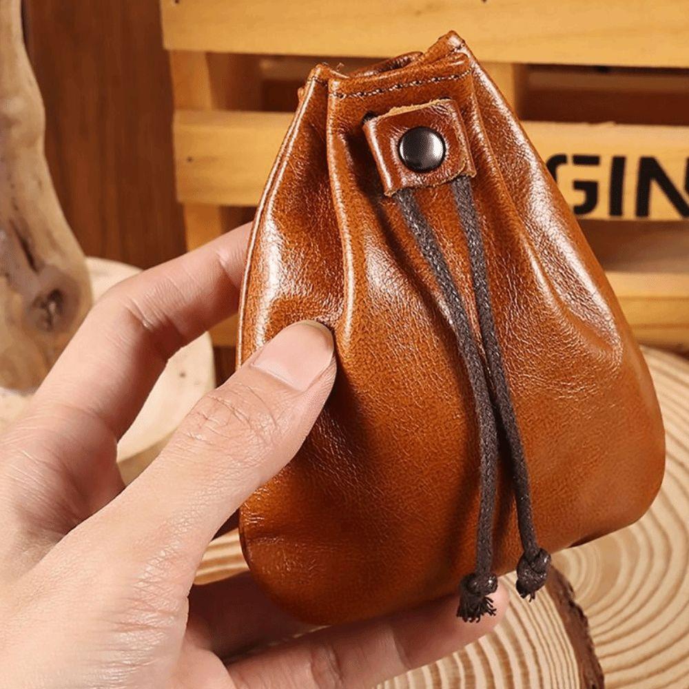 Mini-Münzbörse Echte Leder Mini-Geldbörse Hängebeutel Retro-Tasche Für Münzen