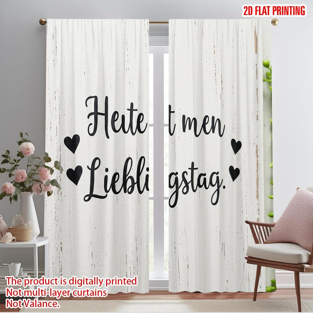 

2pcs 2D flat printing Party Curtains My Favorite Day Polyester Without Electricity Festive Curtains for Classroom Office 52.50×116.00 CM 2pcs