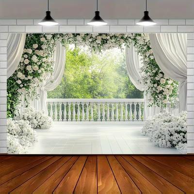 2D Elegant Floral Curtain Photography Background for Bridal Shower