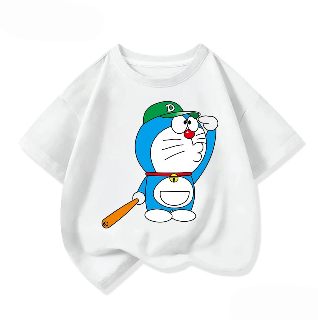 

Cute Children s Short-Sleeve T-Shirt, Cute Doraemon Crew Neck, Everyday Casual Summer Kids Clothing 100