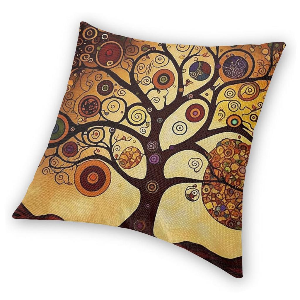 Tree Of Life Gustav Klimt Square Pillowcase Polyester Linen Velvet Creative Zip Decorative Pillow Case Room Cushion Cover 45X45