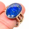 Natural Lapis Lazuli Gemstone Two Tone 925 Sterling Silver Gift Ring S.9.5 V8h85