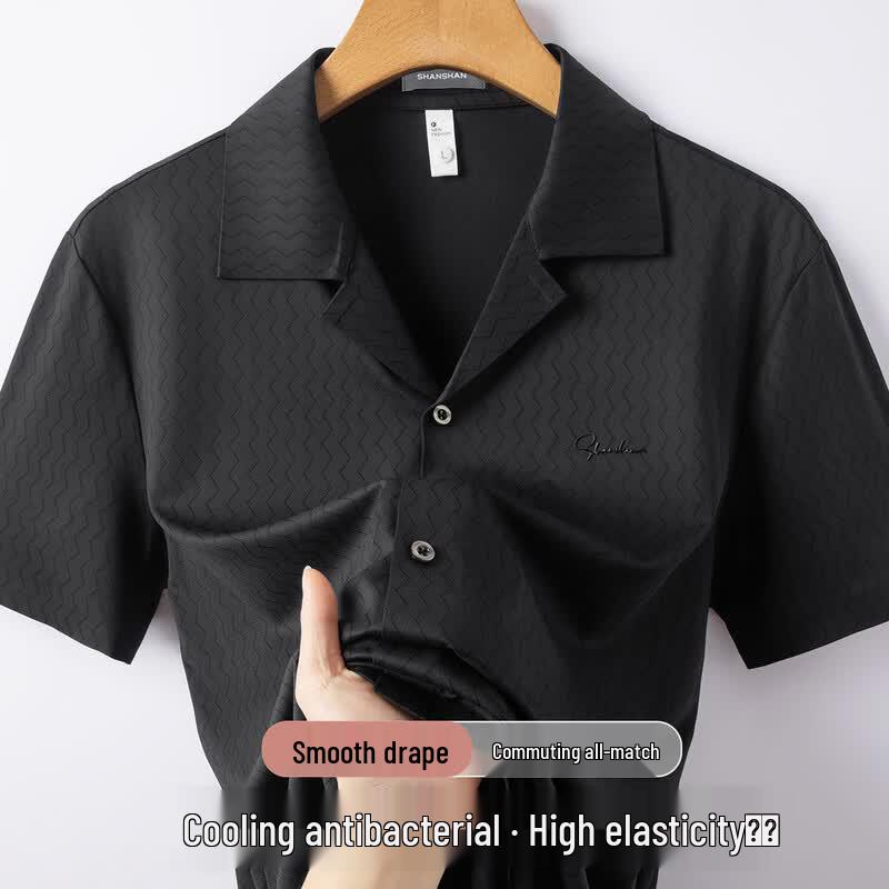 SHANSHAN Men s Instant Cool Ice Silk Short Sleeve Casual Shirt 3XL