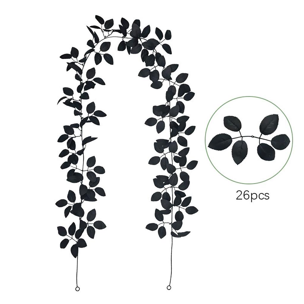 Artificial Rose Leaf Garland 26 Forks Faux Vine with Realistic Leaves for Indoor Outdoor Decorative Use Halloween Party Wedding