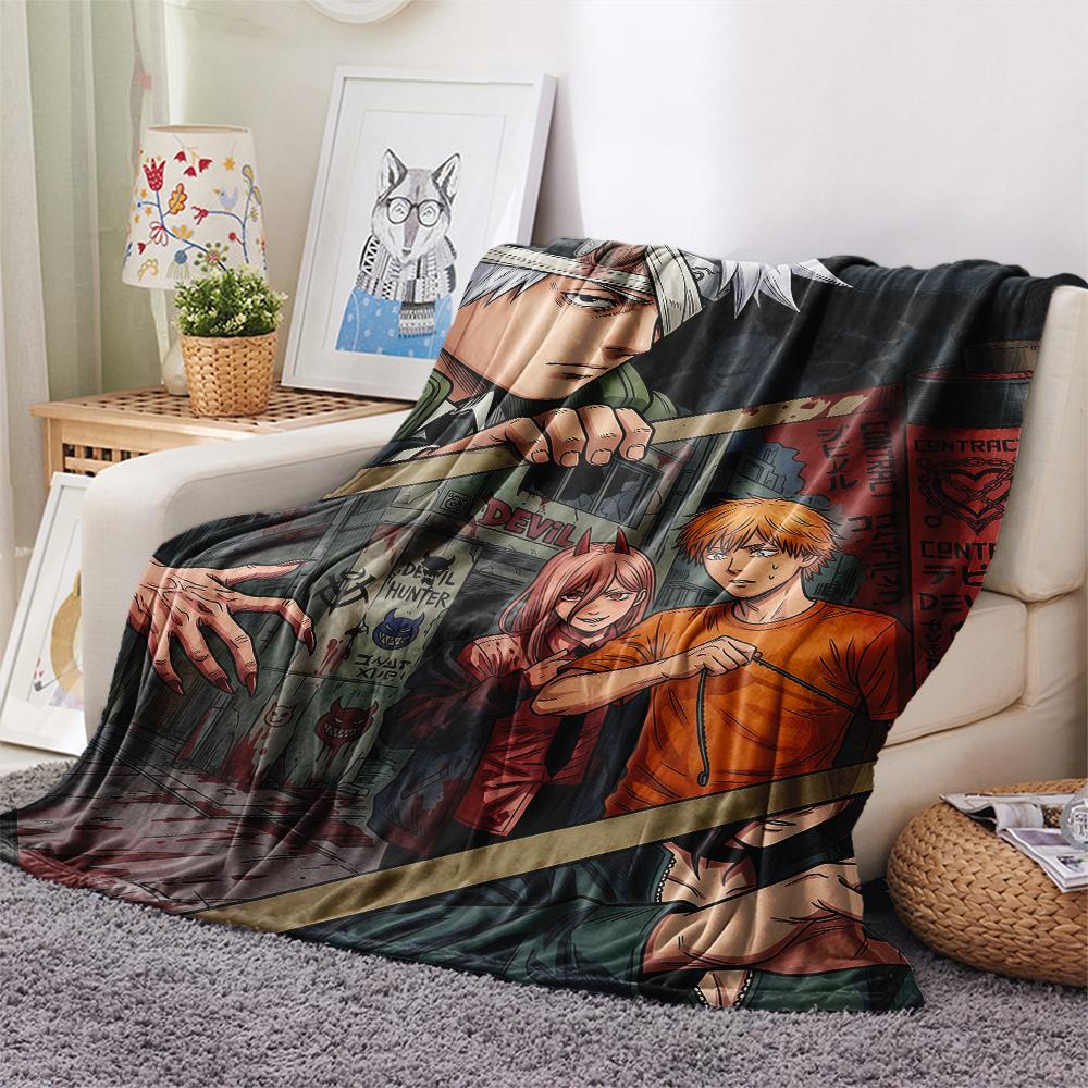Chainsaw Man posterPrint Flannel Blanket, High quality Comfortable for All Seasons, Home Decor, Warmth and Comfort