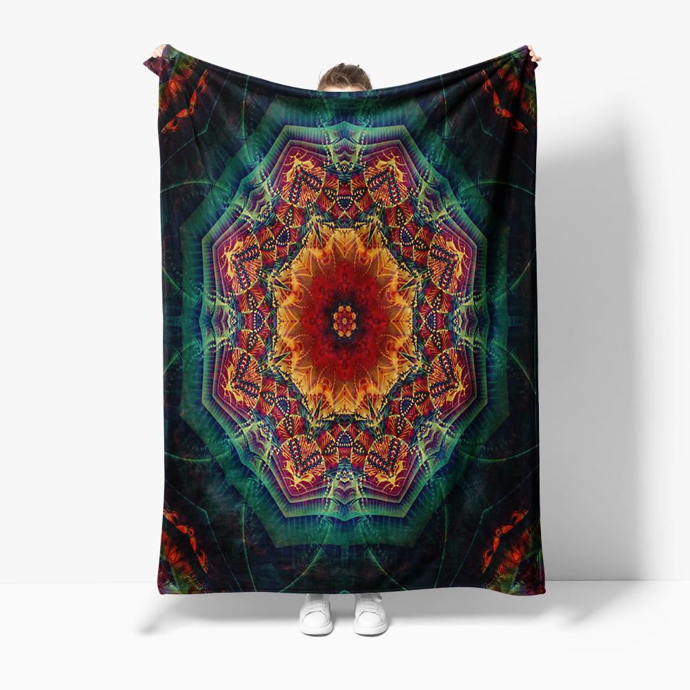 

Psychedelic Fractal Kaleidoscope Pattern Blanket Decorative Throw Bed Sofa Cover Art Print 75x100cm