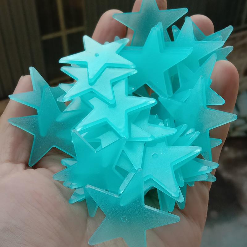 50pcs 3D Starlight Glow-in-the-Dark Stickers 3.8cm/1.5 inch DIY Decoration Glow-in-the-Dark Wall Stickers