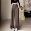 Coffee Wide-leg Pants for Women's In Autumn and Winter New High-waist Drooping Slimming Floor Suit Pants Pear-shaped Body Straight-leg Casual Pants