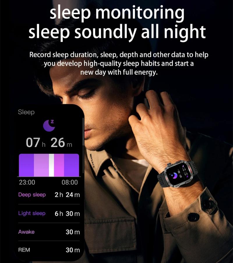 2025 Neue Militär-GPS-Smartwatch Herren Taschenlampe Kompass Wasserdicht Outdoor-Sport-Tracker Bluetooth-Anruf Smartwatch