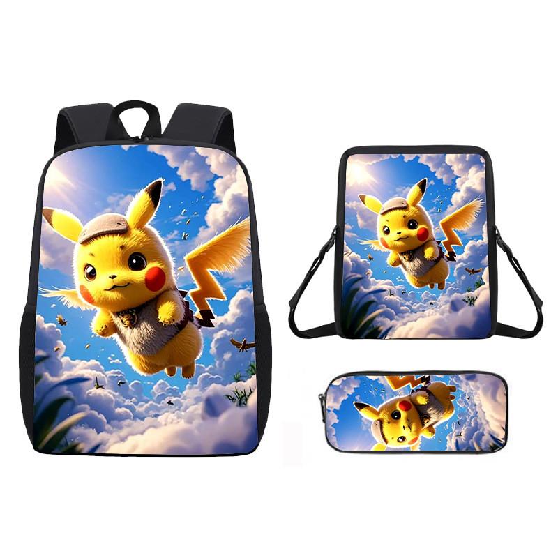 Pikachu Pokmon Kids School Backpack Set With Waterproof Oxford Fabric For Elementary Students