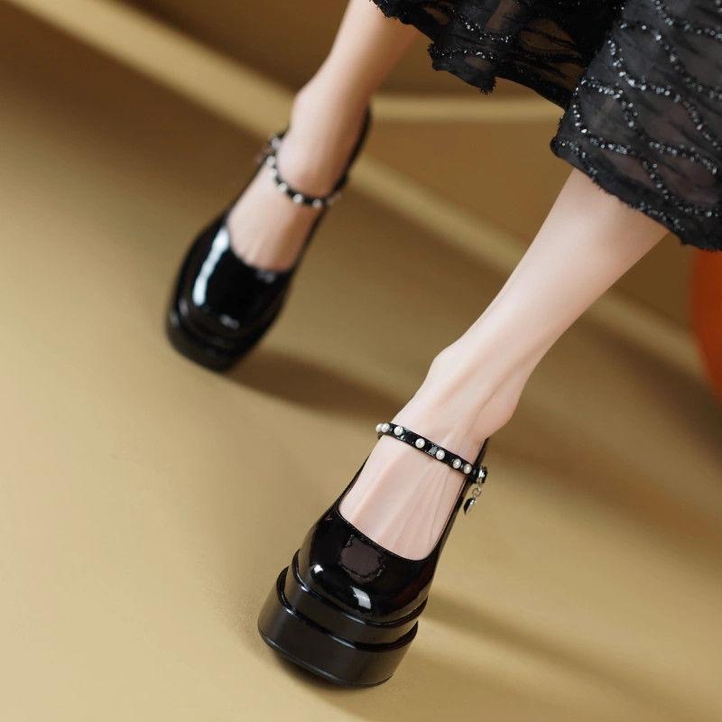 Versatile Fashion Small Thick Heel Waterproof Table High Heels Single Shoes Women's 2025 New Square Head Mary Jane Women's Shoes