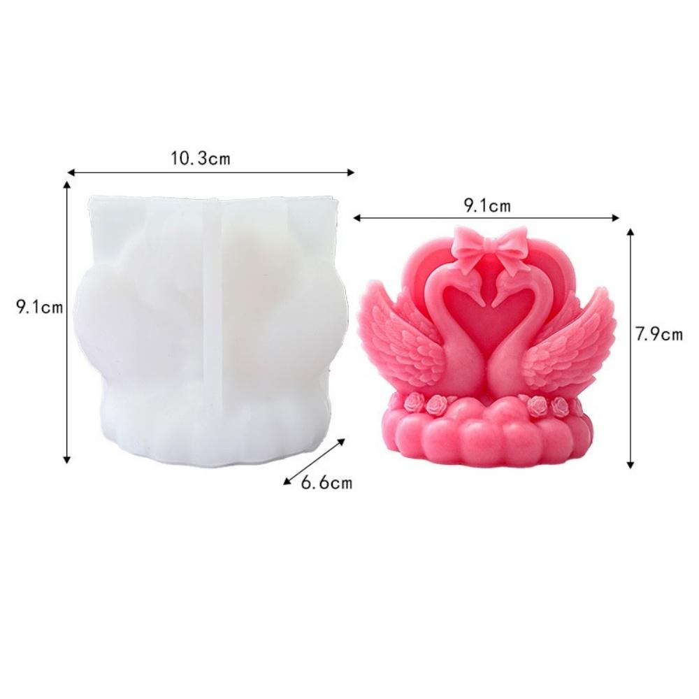 Love Couple Swan Candle Silicone Mold for Valentine's Day Wedding Aroma Soap Ornaments Plaster Cake Decorating Mold Home Decor