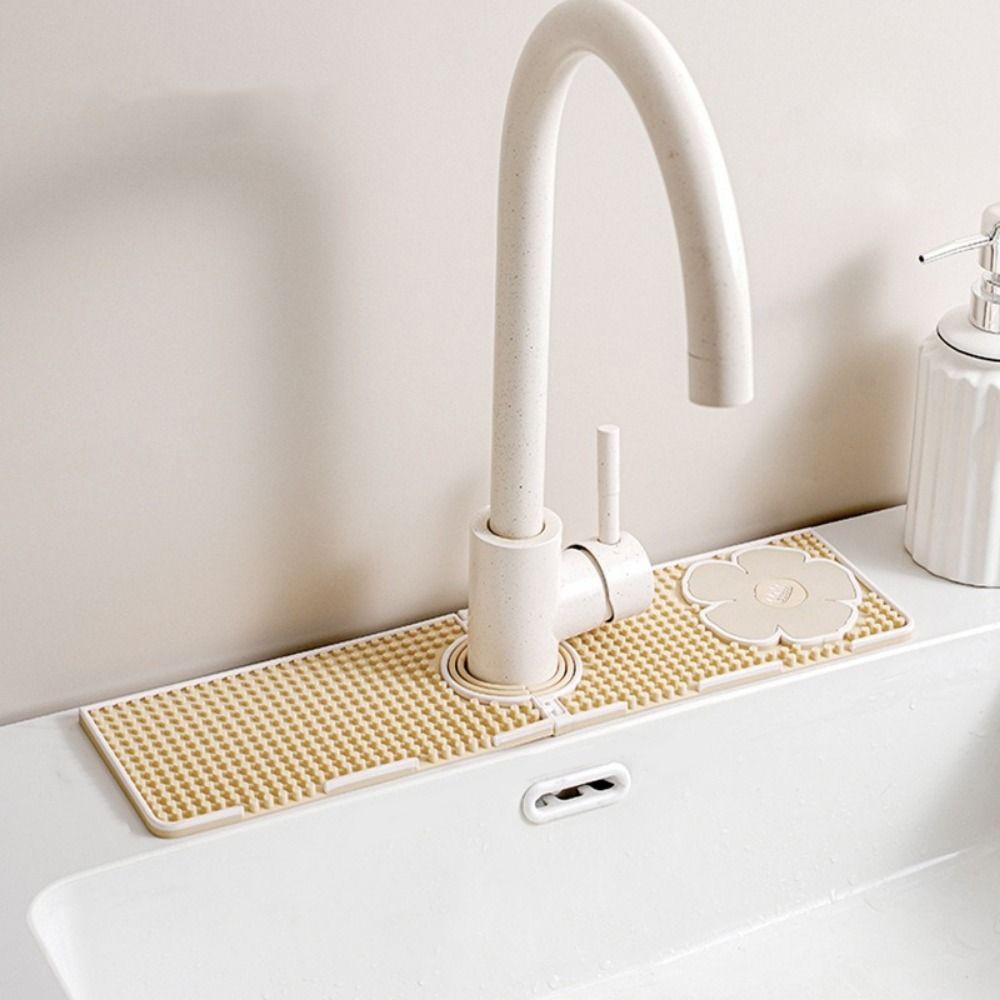 Silicone Faucet Drain Pad Splash Proof Anti-slip Sink Splash Guard Flexible Foldable Countertop Storage Tray Bathroom