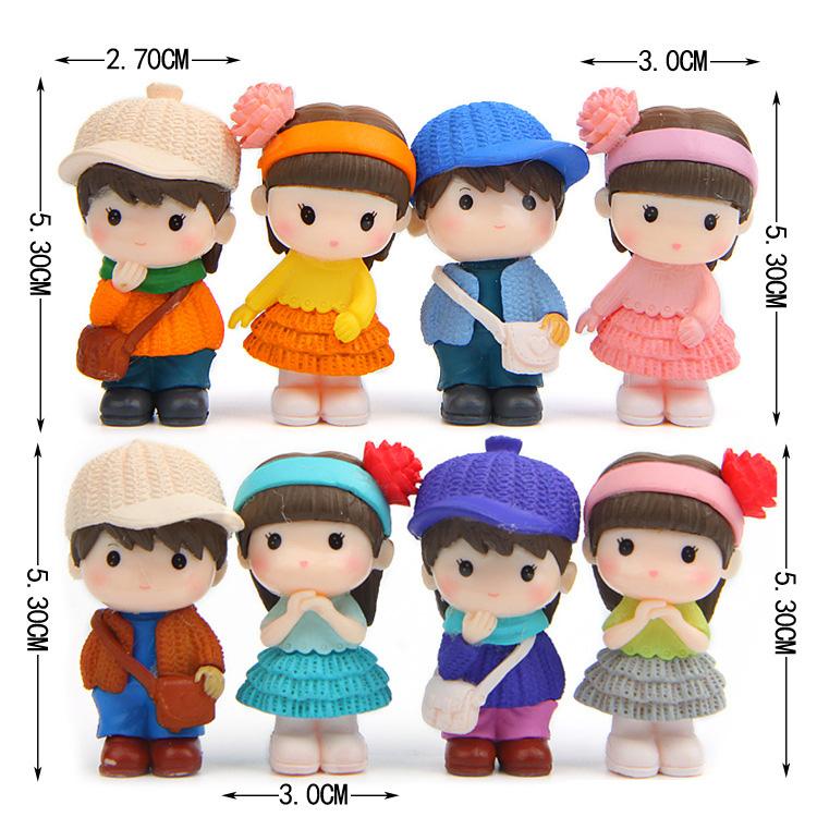 8Pcs Mini PVC Doll Set DIY Micro Landscape Decoration Creative Gift for Boys Girls Lovers Birthday Party Ornament