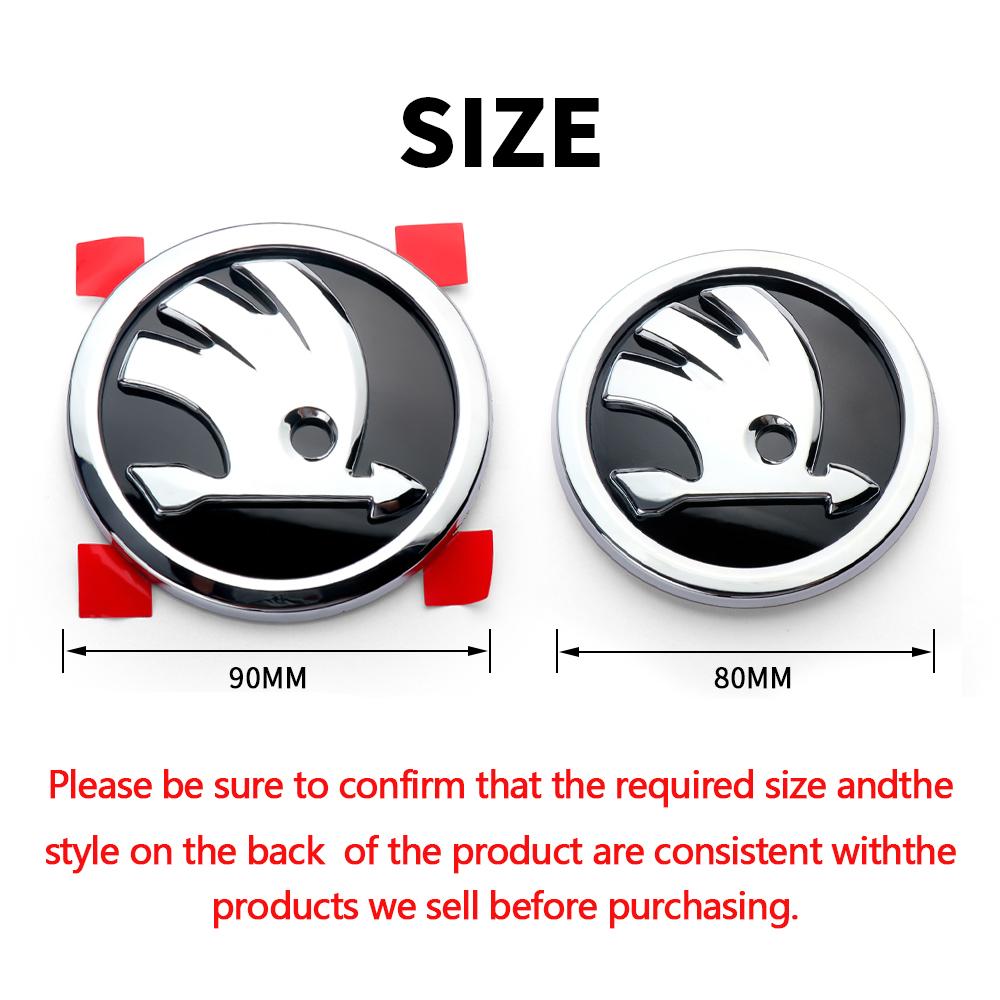 AEQ1 2pcs Car Front Hood Badge Rear Trunk Emblem Replacement Sticker For Skoda S Octavia 2 3 Kodiaq Fabia Karoq Superb 3 Scala VRS A5
