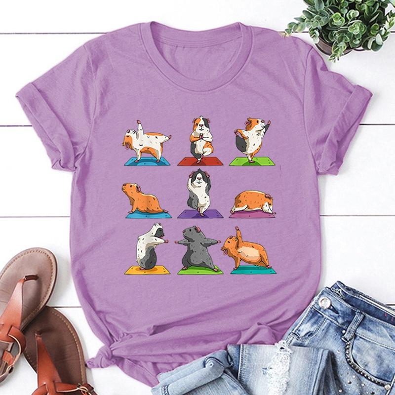 Jóga Morče Potisk Tričko Unisex Cool Letní Ležérní Tričko