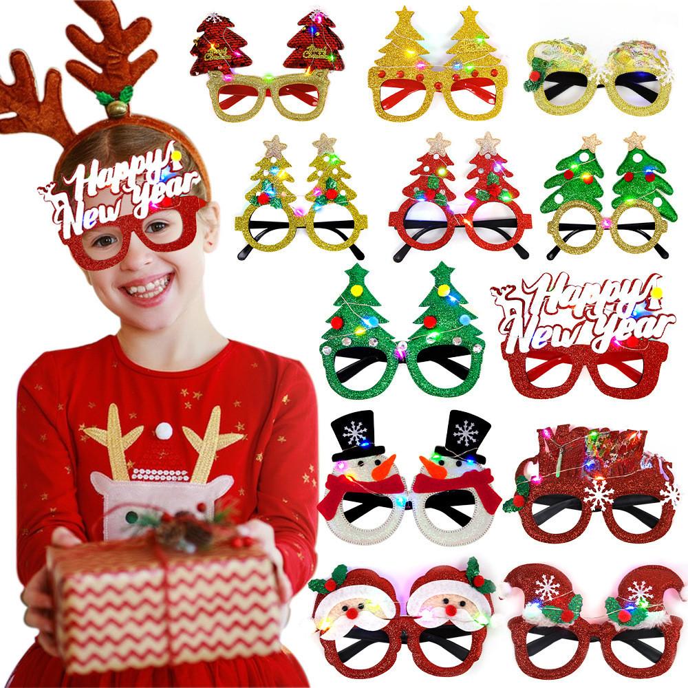 Festive Led Light Up Christmas Glasses For Kids And Adults With Colorful Designs