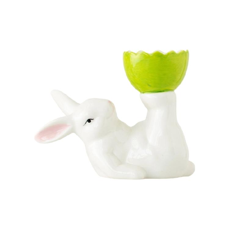 Festival Handcrafted Ceramic Eggs Holders With Funny Rabbit Pattern Holiday Ceramic Serving Plate For Spring Gatherings зелёный 1070₽