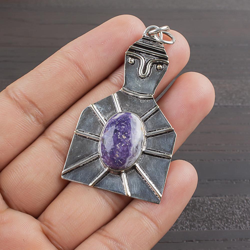 

Натуральный драгоценный камень Тиффани 925 пробы Стерлинговое серебро Дизайнерский кулон 2,16 AJP-1926