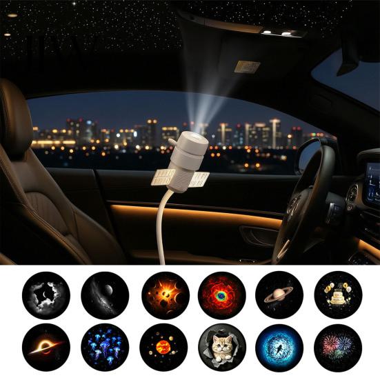 Night Light for Kids 2 In 1 Star Projector Light, USB Space Nebula Lamp with 360 Projection Nursery Degree Rotating Film, Car Interior Home