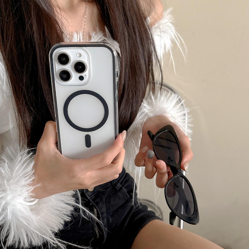 Magnetický protipádový kryt na telefon s airbagem, vhodný pro ochranný kryt IPhone16, pouzdro Apple 15promax a 14 šňůrka