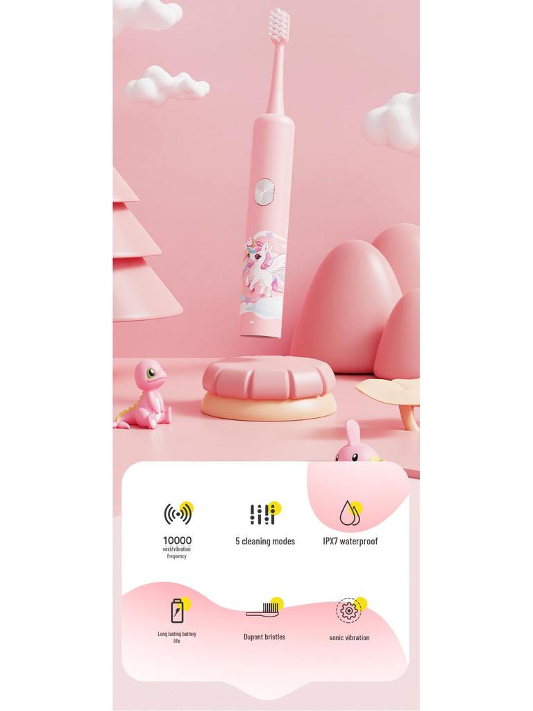 Children's Sonic Electric Toothbrush – Cute Cartoon, Soft Bristles, Smart Timer, Perfect Gift.