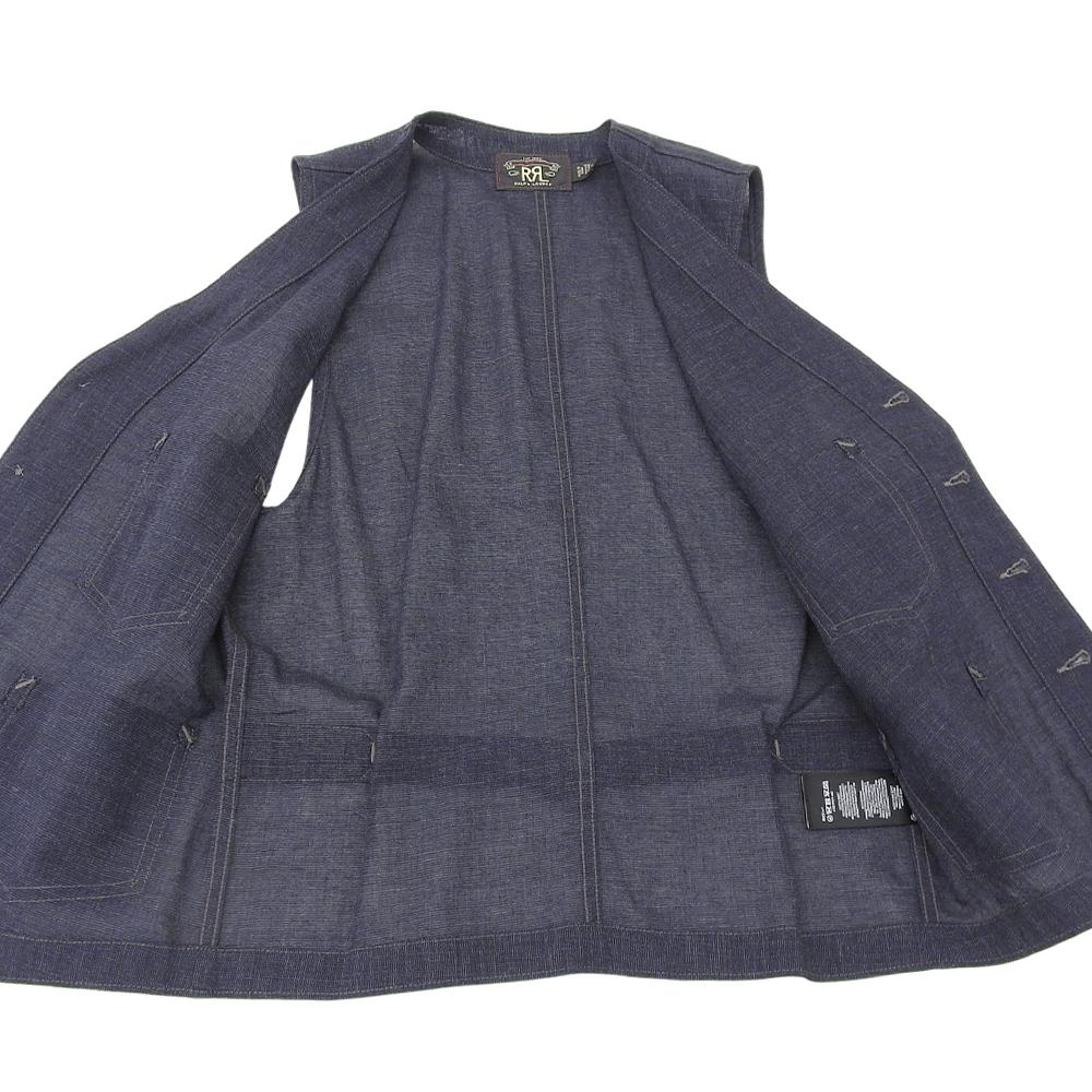 RRL Excellent condition cotton, wool, and linen pin check vest, men's, indigo, size M Best M IndigoUsed
