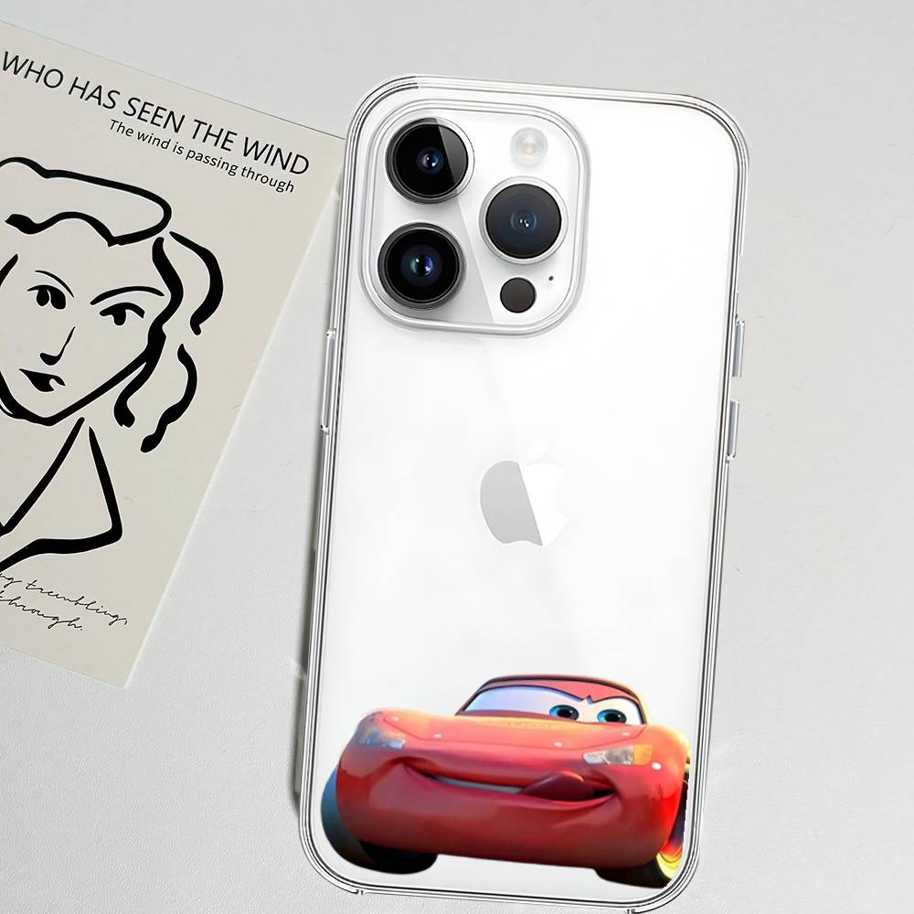 Cars L-Lightning M-McQueen Phone Case Soft Transparent Case For IPhone 17 16 15 14 13 12 11 Pro Max Mini Plus Shockproof Cover