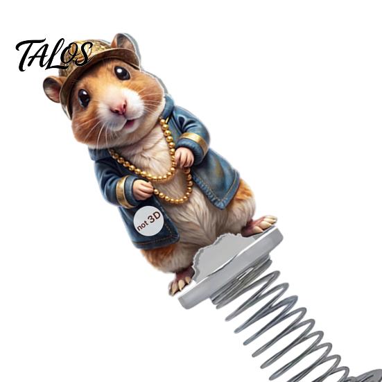 Small Car Accessory Gift Cute Rat Dashboard Ornament, Funny Animal Decoration with Gold Beads Chain, 2D Vehicle Interior Flat Acrylic Hamster