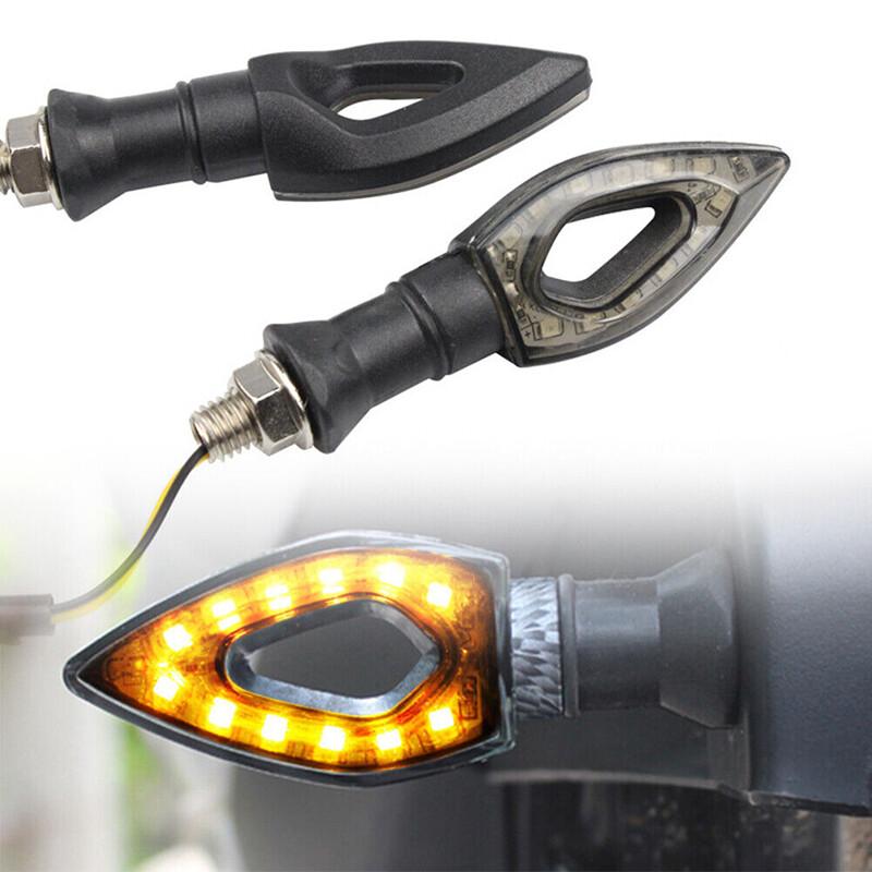Pair 12V Motorcycle LED Turn Signals Blinker Lights Amber For Honda Suzuki