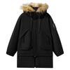 Winter new white duck down medium and long hem fur collar removable warm and cold-resistant couple