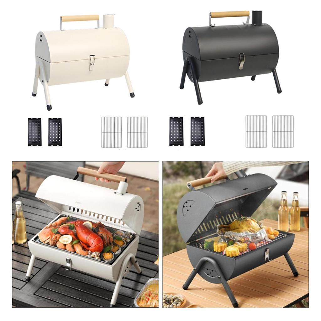 Compact Charcoal Grill for Outdoor Use with Chimney and Handle Garden Beach